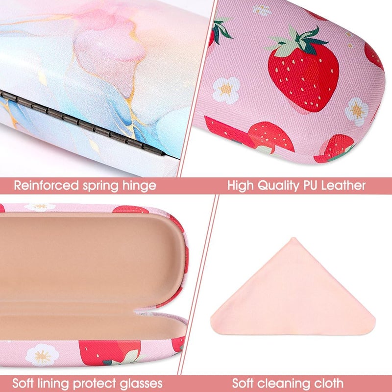 PERFECTSIGHT Store Hard Shell Eyeglasses Case, PU Leather Protective Glasses Case, Cute Eyeglass Case for Women Men Girls - Image 2